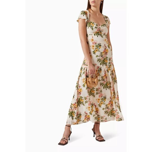 Reformation cream pink Myah Floral Maxi Dress size 6 - Picture 1 of 13